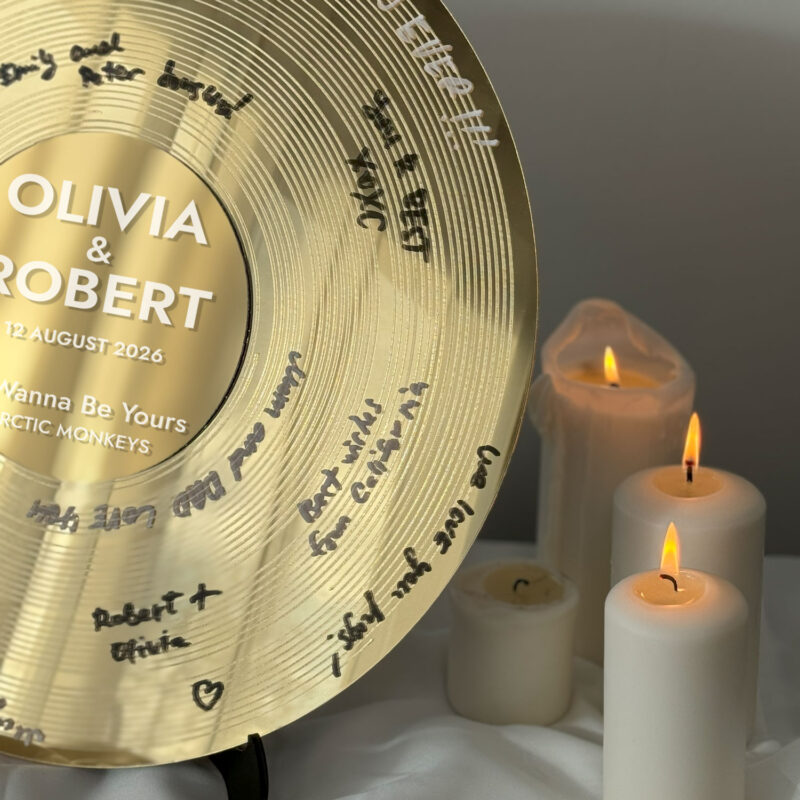 Wedding Guest Book Alternative - Gold Vinyl Record - Image 2