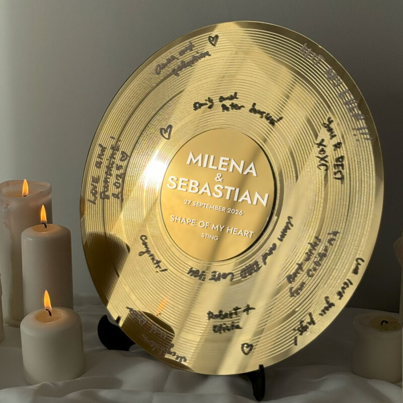 Wedding Guest Book Alternative - Gold Vinyl Record - Image 5