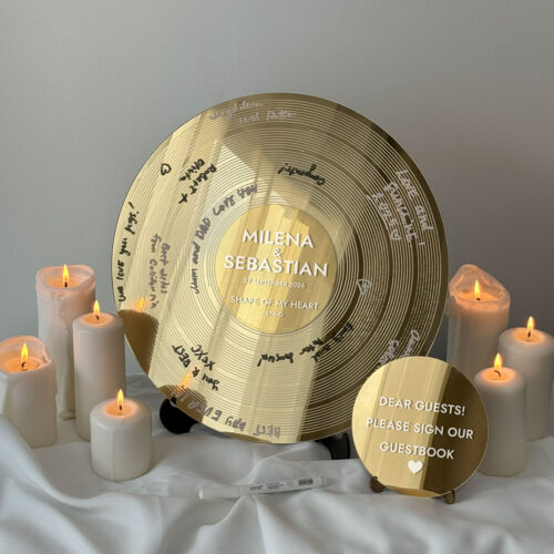 Wedding Guest Book Alternative - Gold Vinyl Record