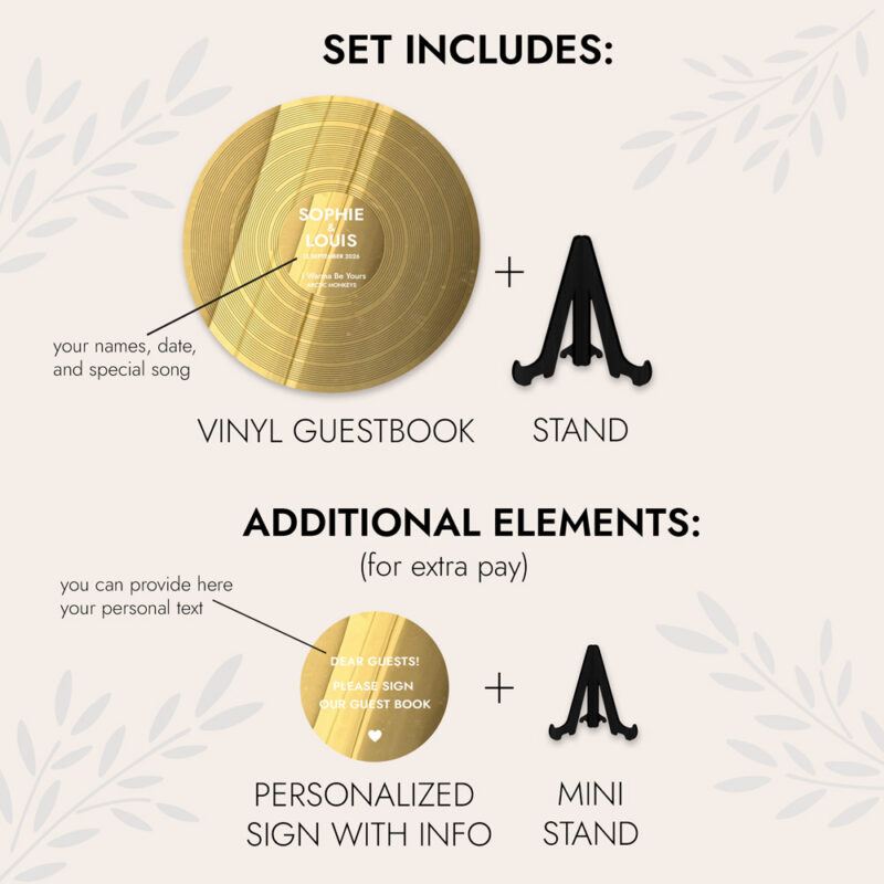 Wedding Guest Book Alternative - Gold Vinyl Record - Image 3