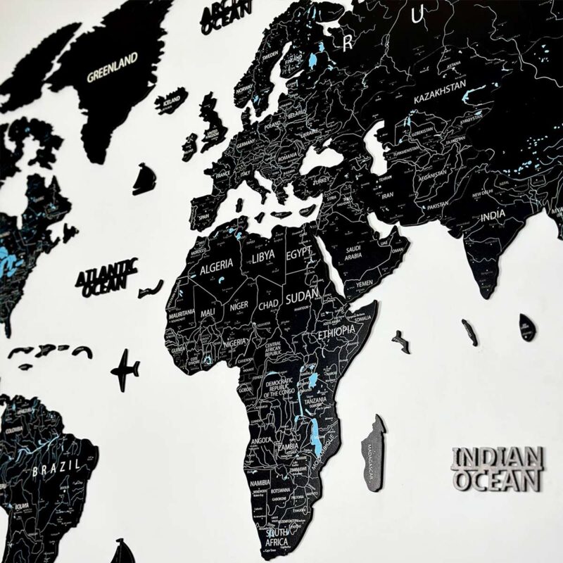 Wooden World Map UV-printed “Black” - Image 4