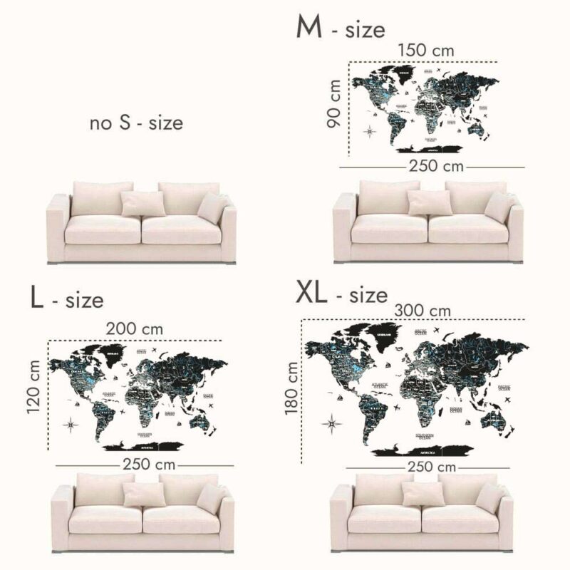 Wooden World Map UV-printed “Black” - Image 3