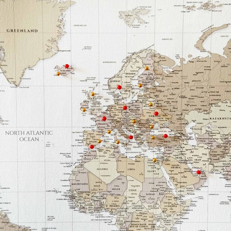World Map with Pins - Beige Pastel - Image 3