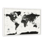 Push Pin World Map - Black Continents