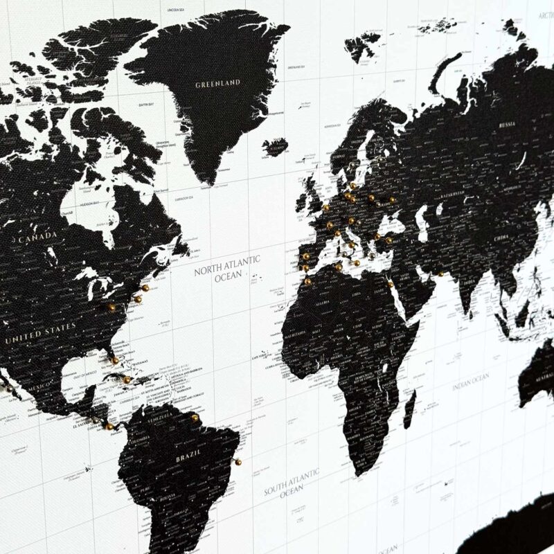 Push Pin World Map - Black Continents - Image 3