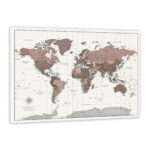 World Map with Pins - Dark Brown