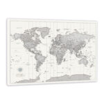 Push Pin World Map - Grey
