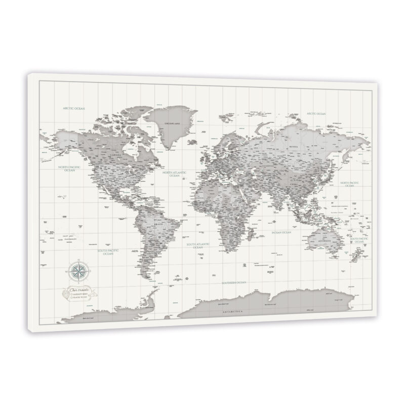 Push Pin World Map - Grey Push Pin World Map - Grey - Image 1
