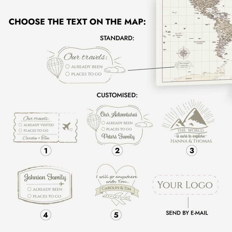 World Map with Pins - Beige Pastel - Image 5