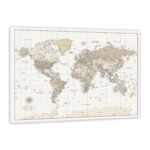 World Map with Pins - Beige Pastel