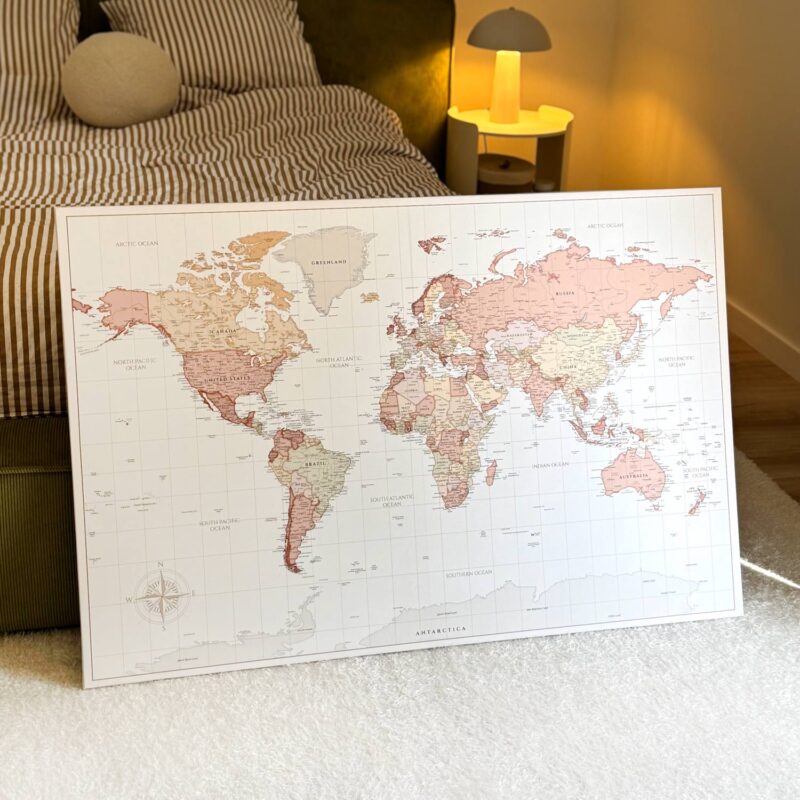 Travel Map with Pins - Yellow-Red - Image 2